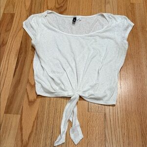 H&M White Tie-Front Women's Top